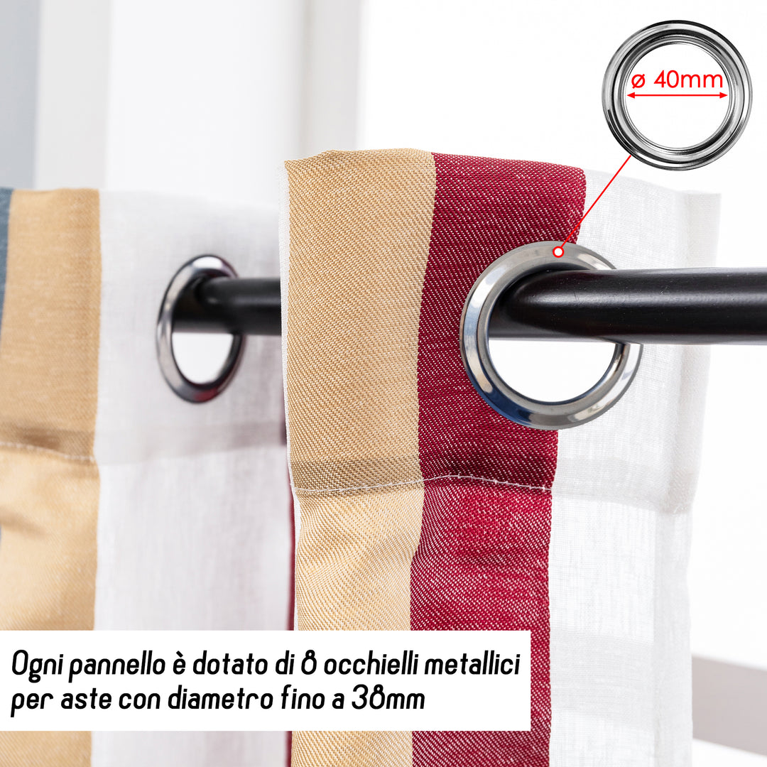 TENDA SEMI FILTRANTE A RIGHE MULTICOLOR 1 PANNELLO 140X285CM BORDEAUX