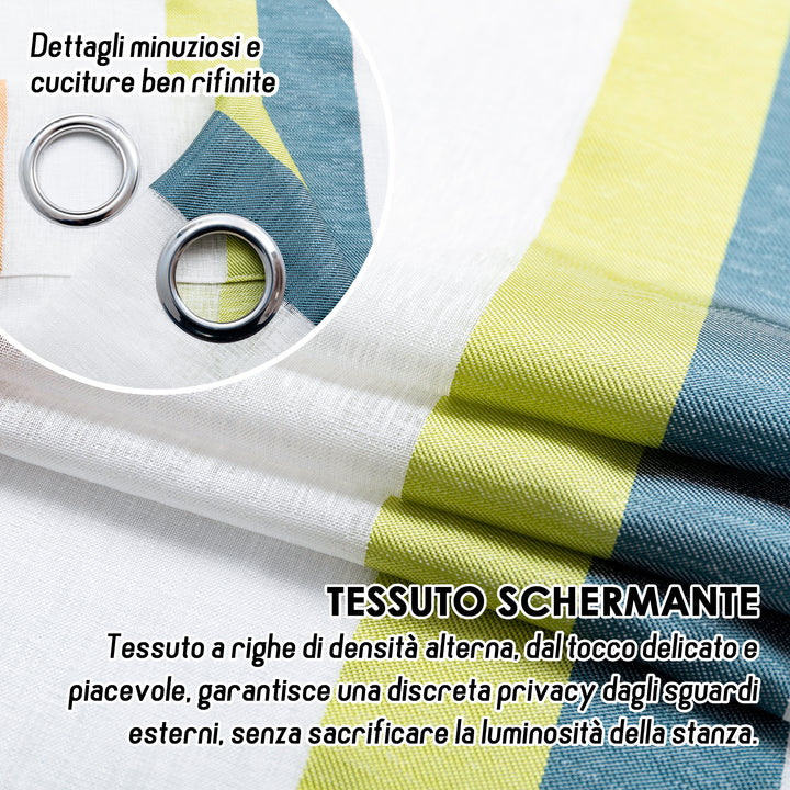 TENDA SEMI FILTRANTE A RIGHE MULTICOLOR 1 PANNELLO 140X285CM VERDE