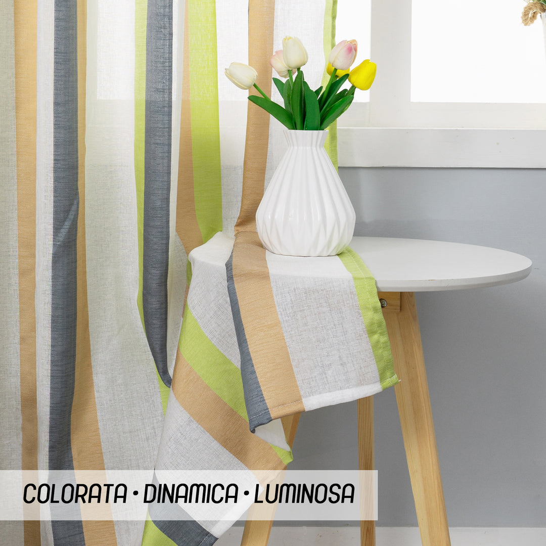 TENDA SEMI FILTRANTE A RIGHE MULTICOLOR 1 PANNELLO 140X285CM VERDE