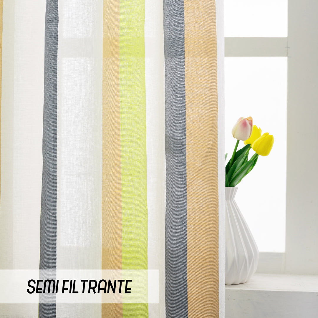 TENDA SEMI FILTRANTE A RIGHE MULTICOLOR 1 PANNELLO 140X285CM VERDE