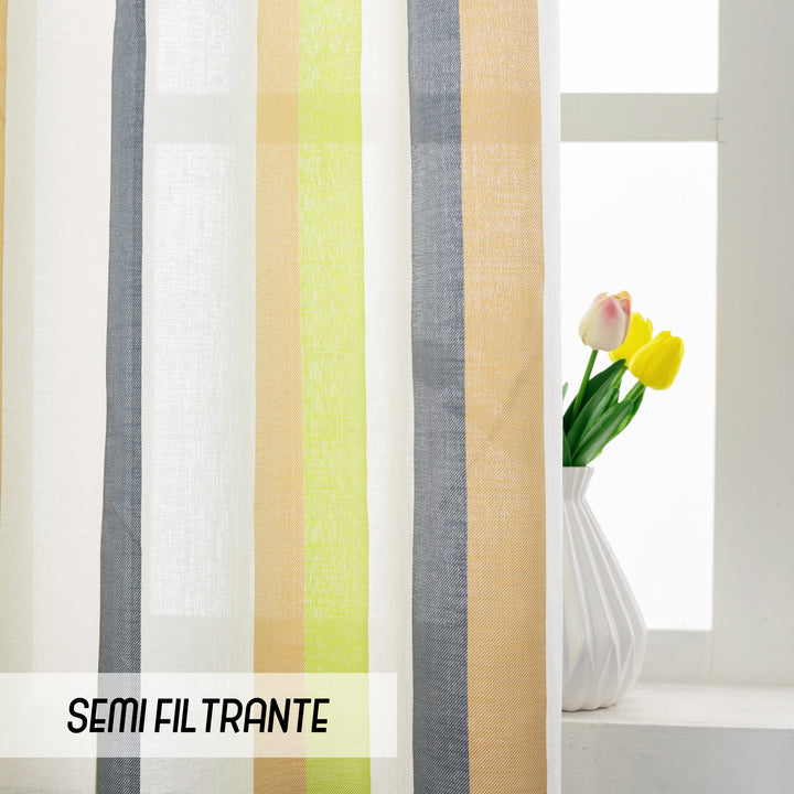 TENDA SEMI FILTRANTE A RIGHE MULTICOLOR 1 PANNELLO 140X285CM VERDE