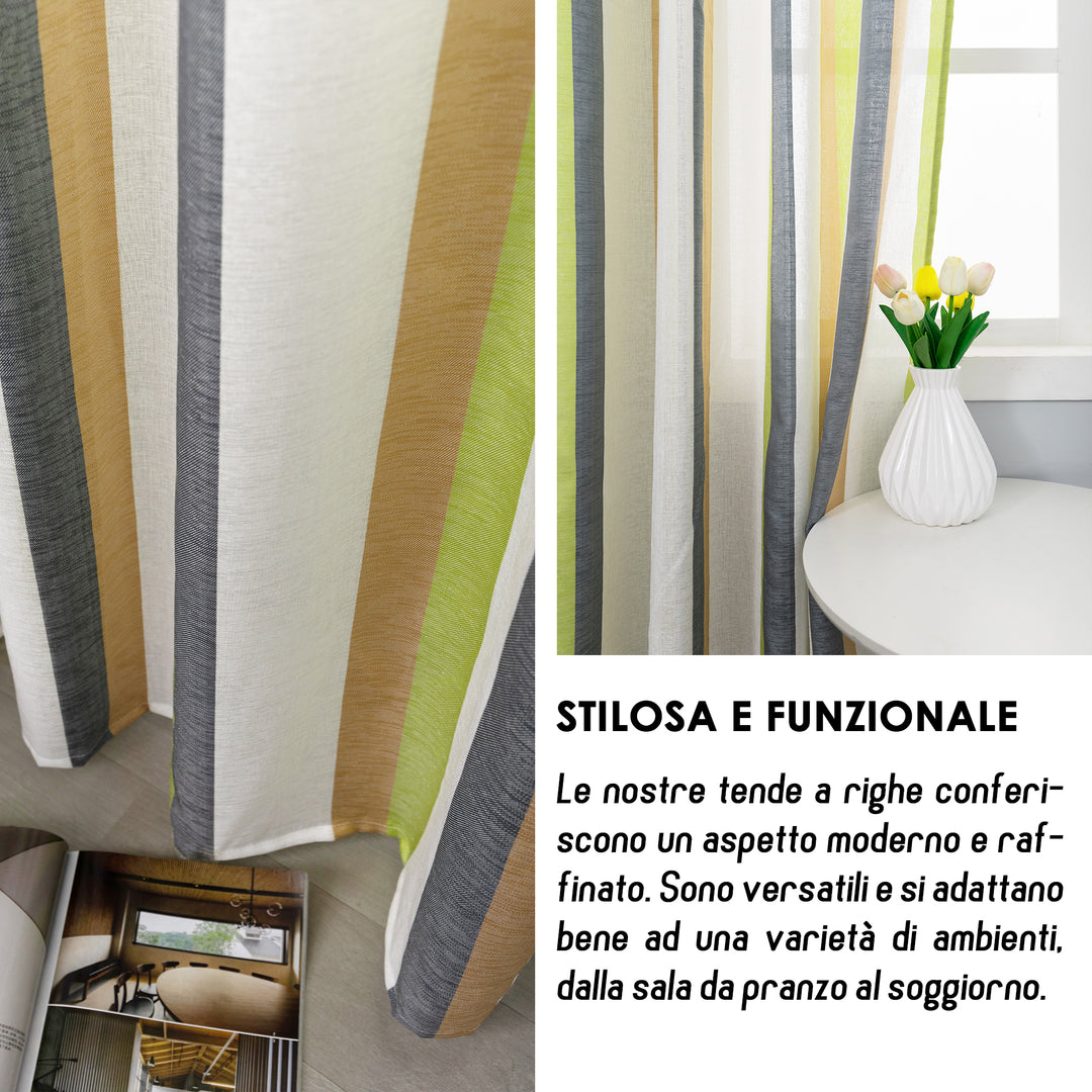 TENDA SEMI FILTRANTE A RIGHE MULTICOLOR 1 PANNELLO 140X285CM VERDE