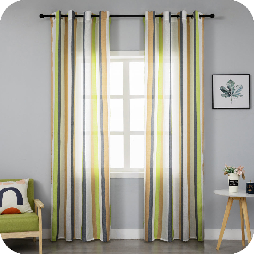 TENDA SEMI FILTRANTE A RIGHE MULTICOLOR 1 PANNELLO 140X285CM VERDE