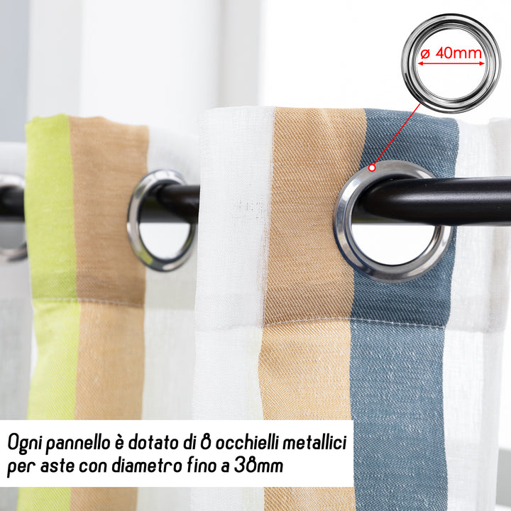 TENDA SEMI FILTRANTE A RIGHE MULTICOLOR 1 PANNELLO 140X285CM VERDE