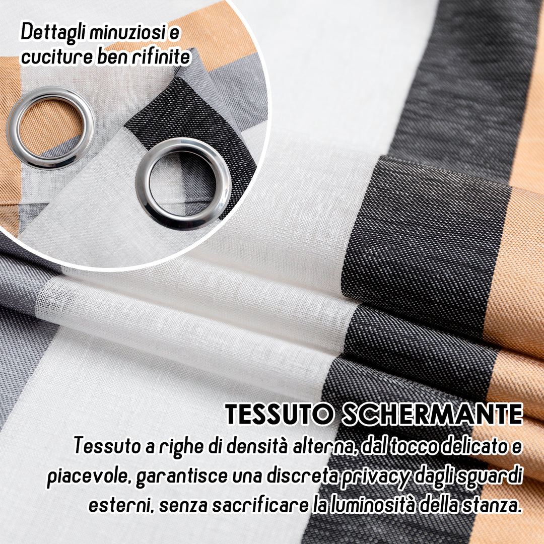 TENDA SEMI FILTRANTE A RIGHE MULTICOLOR 1 PANNELLO 140X285CM NERO