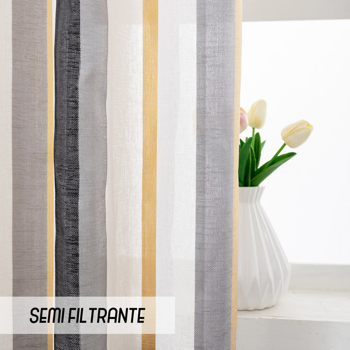 TENDA SEMI FILTRANTE A RIGHE MULTICOLOR 1 PANNELLO 140X285CM NERO