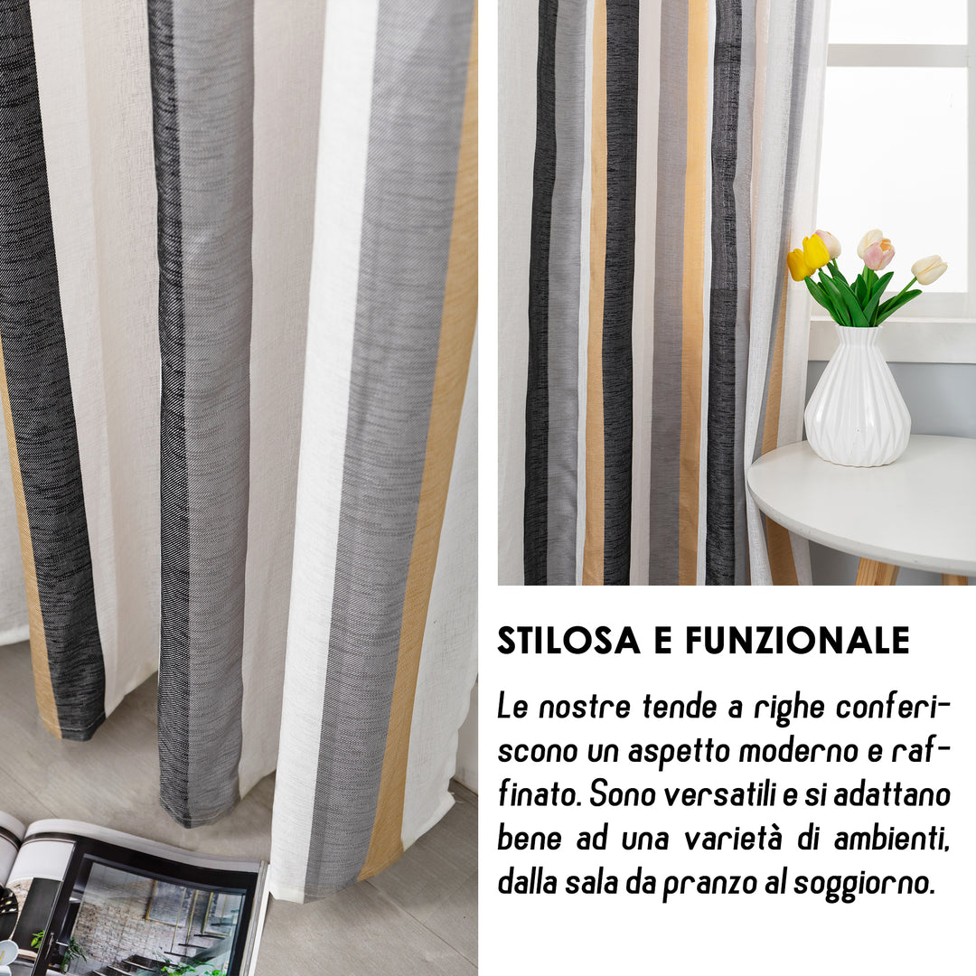 TENDA SEMI FILTRANTE A RIGHE MULTICOLOR 1 PANNELLO 140X285CM NERO