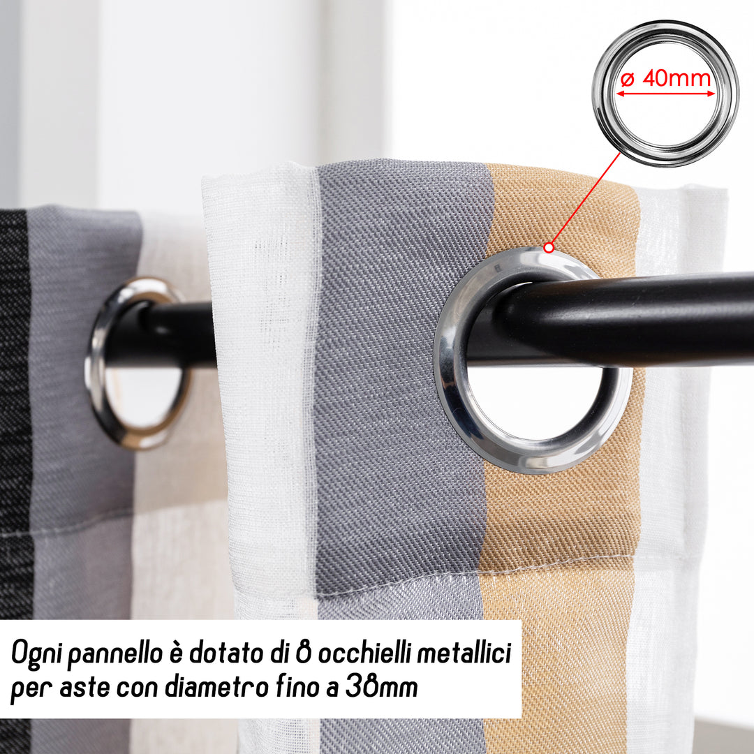 TENDA SEMI FILTRANTE A RIGHE MULTICOLOR 1 PANNELLO 140X285CM NERO