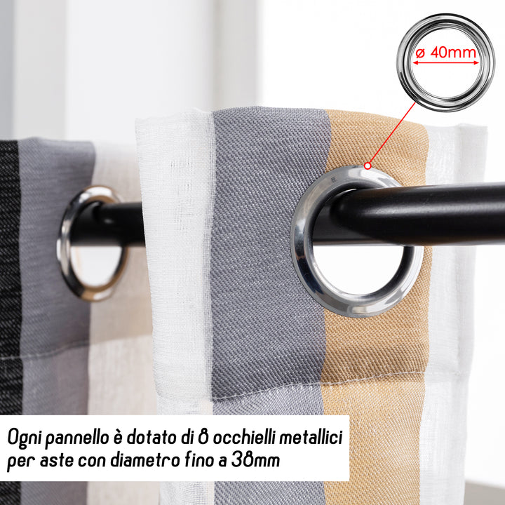 TENDA SEMI FILTRANTE A RIGHE MULTICOLOR 1 PANNELLO 140X285CM NERO