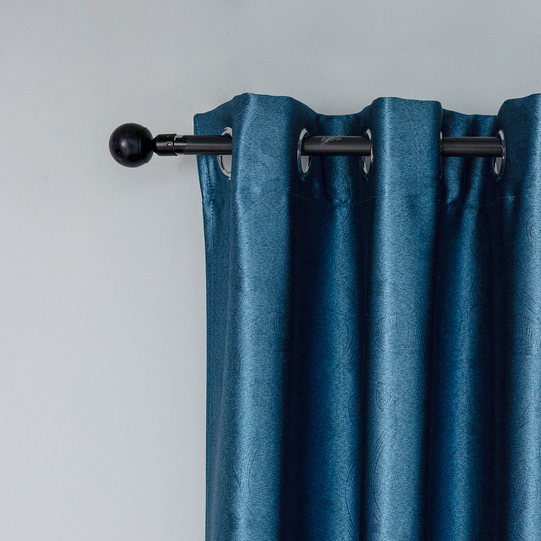 TENDA RODI OSCURANTE METALLIZZATA FANTASIA RAMI E FOGLIE 1 PANNELLO 140X275CM BLU