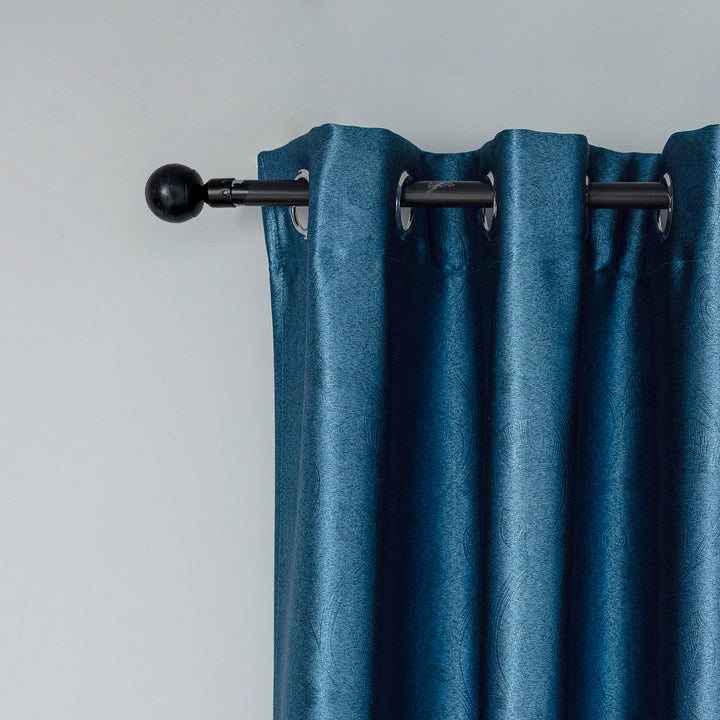 TENDA RODI OSCURANTE METALLIZZATA FANTASIA RAMI E FOGLIE 1 PANNELLO 140X275CM BLU