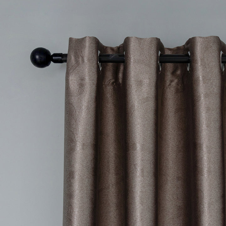 TENDA RODI OSCURANTE METALLIZZATA FANTASIA RAMI E FOGLIE 1 PANNELLO 140X275CM BRONZO