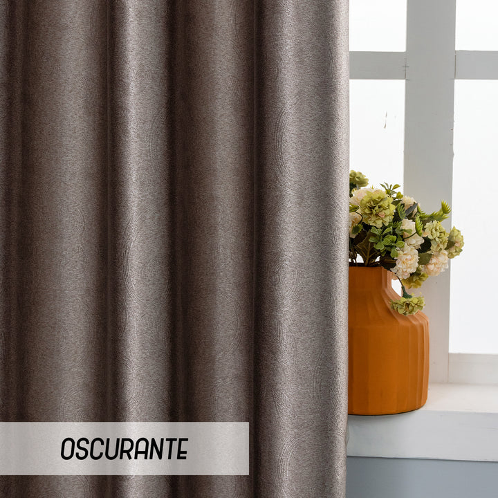 TENDA RODI OSCURANTE METALLIZZATA FANTASIA RAMI E FOGLIE 1 PANNELLO 140X275CM BRONZO