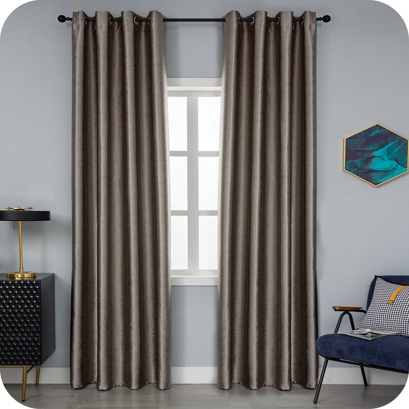 TENDA RODI OSCURANTE METALLIZZATA FANTASIA RAMI E FOGLIE 140X275CM BRONZO