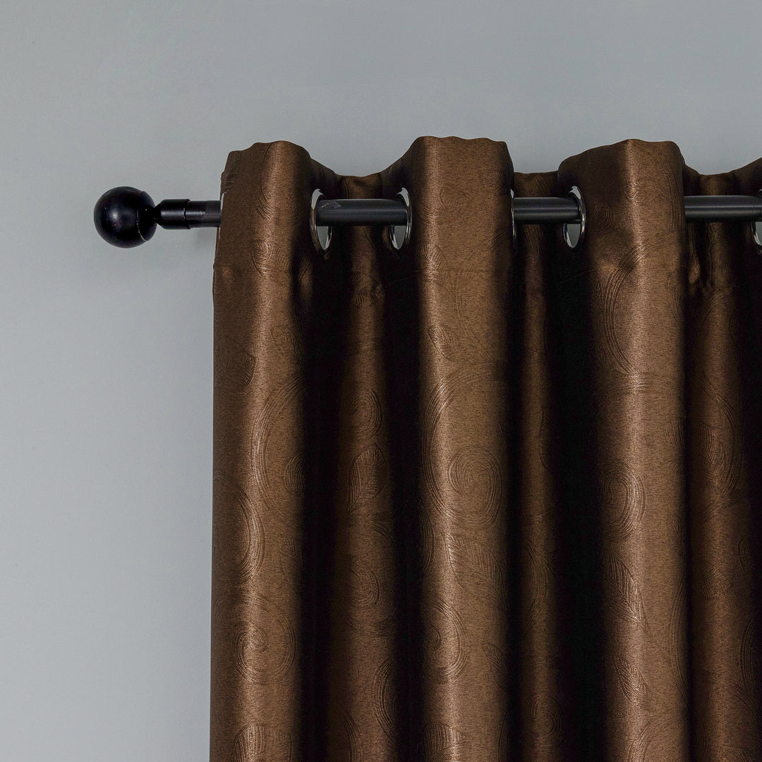 TENDA RODI OSCURANTE METALLIZZATA FANTASIA RAMI E FOGLIE 1 PANNELLO 140X275CM MARRONE
