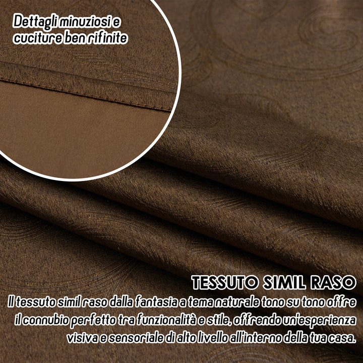 TENDA RODI OSCURANTE METALLIZZATA FANTASIA RAMI E FOGLIE 1 PANNELLO 140X275CM MARRONE