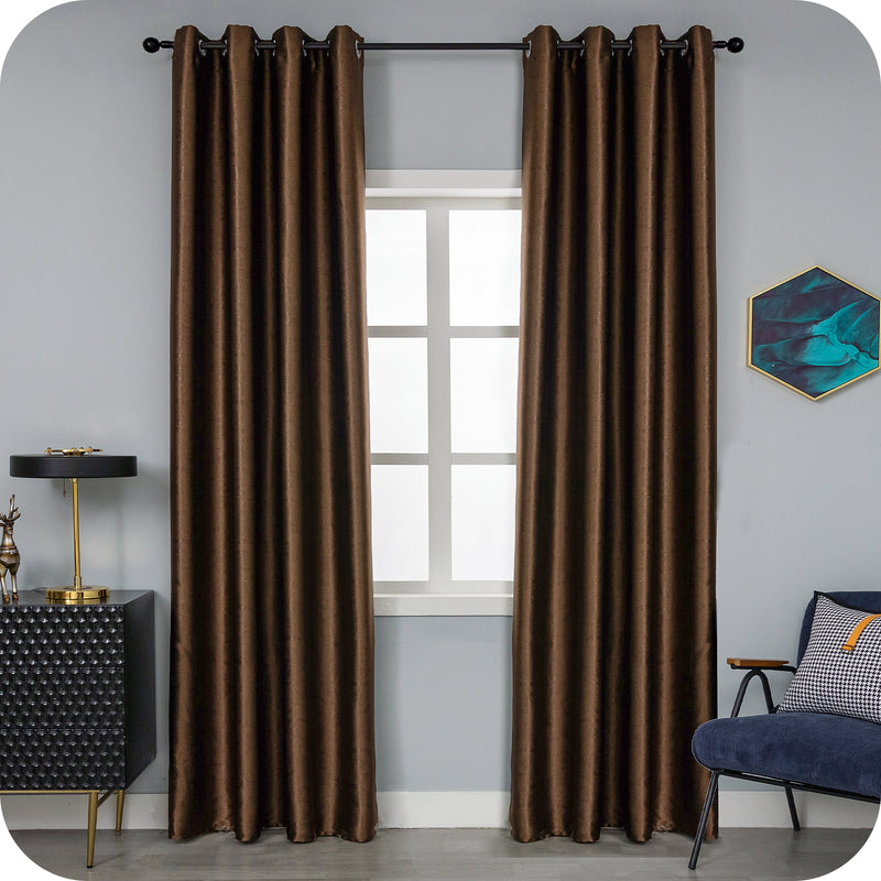 TENDA RODI OSCURANTE METALLIZZATA FANTASIA RAMI E FOGLIE 140X275CM MARRONE