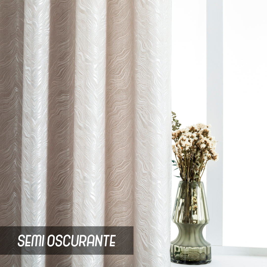 COPPIA TENDE ZANTE SEMI OSCURANTI FANTASIA ONDE 2X70X145CM GREIGE