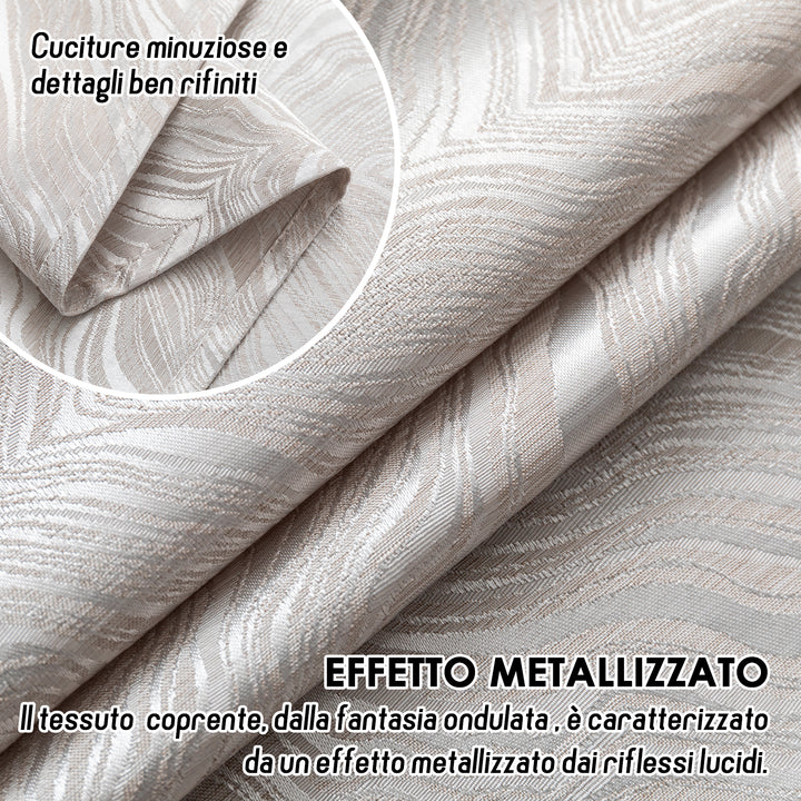 COPPIA TENDE ZANTE SEMI OSCURANTI FANTASIA ONDE 2X70X145CM GREIGE