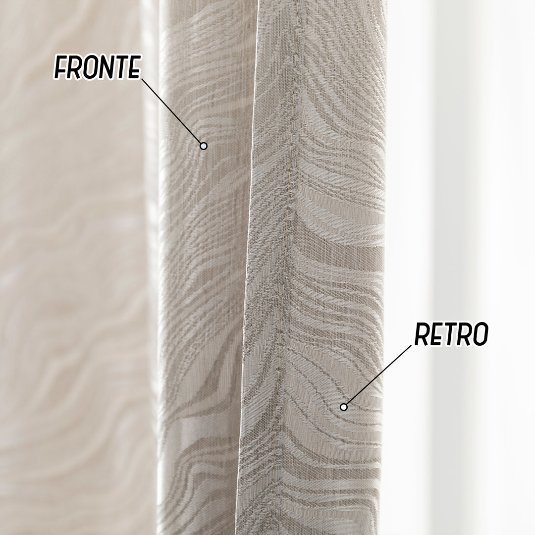 COPPIA TENDE ZANTE SEMI OSCURANTI FANTASIA ONDE 2X70X145CM GREIGE