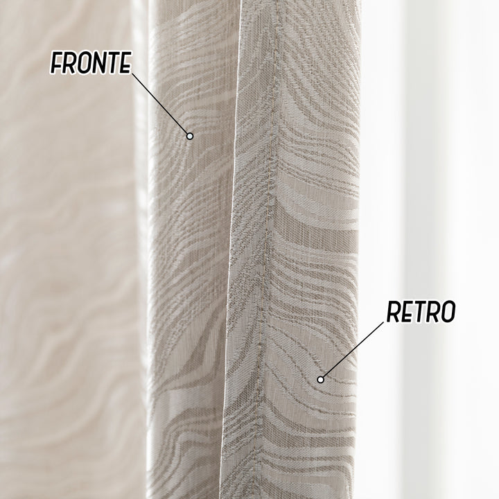 COPPIA TENDE ZANTE SEMI OSCURANTI FANTASIA ONDE 2X70X145CM GREIGE
