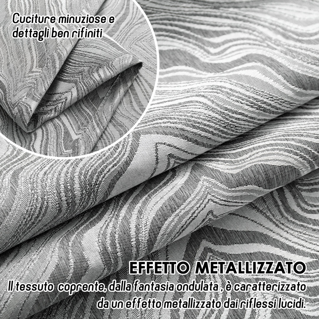 COPPIA TENDE ZANTE SEMI OSCURANTI FANTASIA ONDE 2X70X145CM ARGENTO