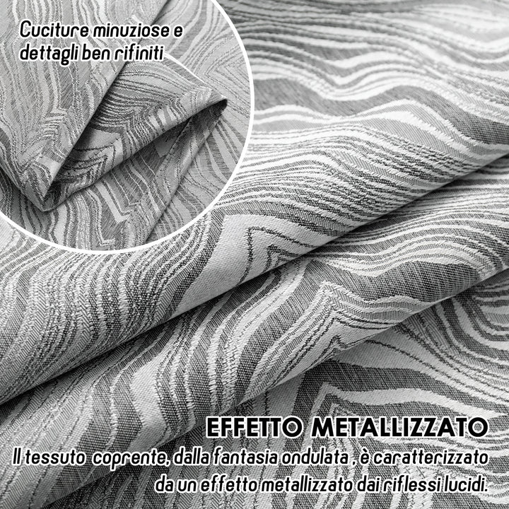 COPPIA TENDE ZANTE SEMI OSCURANTI FANTASIA ONDE 2X70X145CM ARGENTO