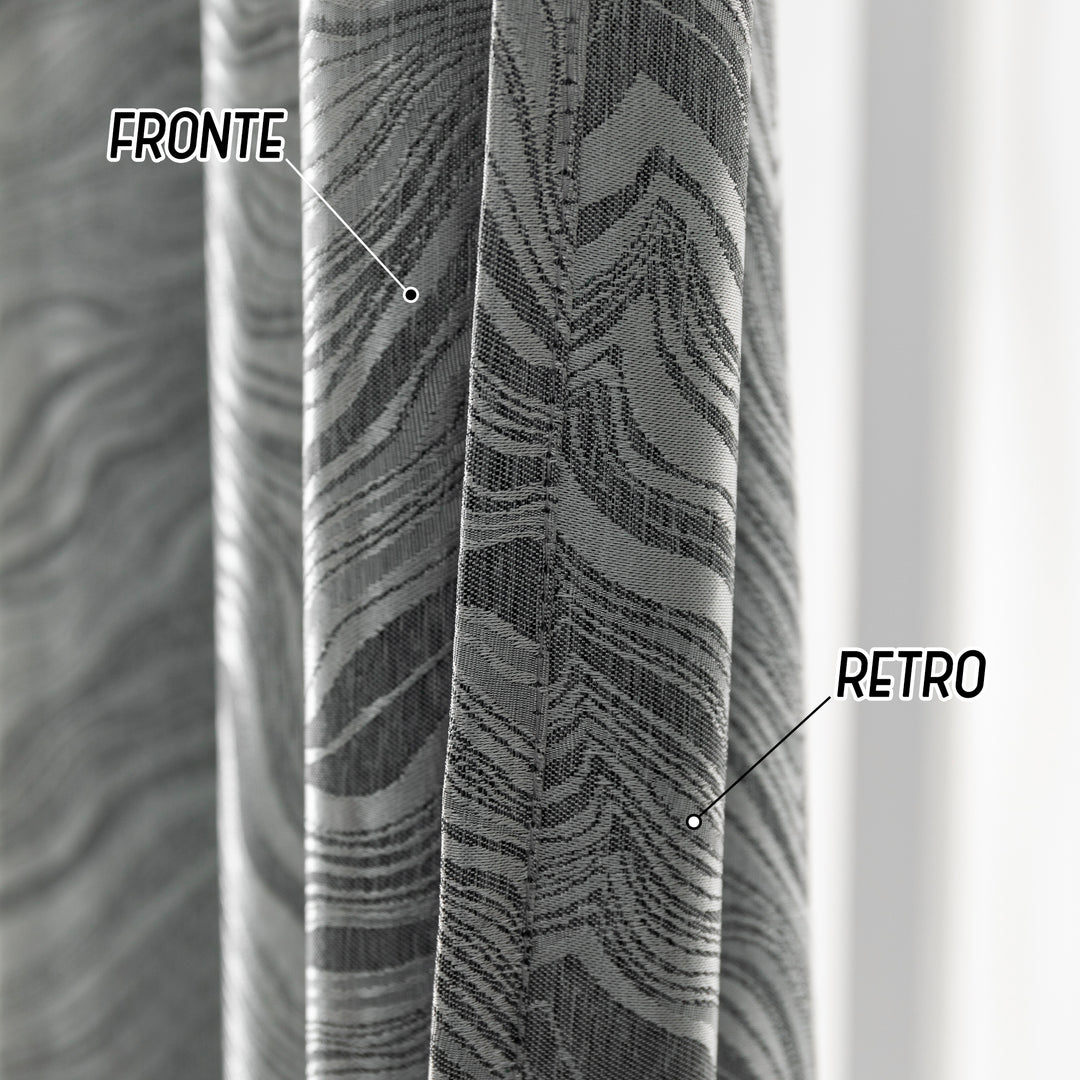 COPPIA TENDE ZANTE SEMI OSCURANTI FANTASIA ONDE 2X70X145CM ARGENTO