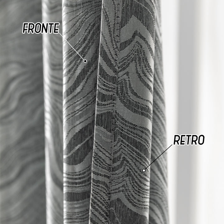 COPPIA TENDE ZANTE SEMI OSCURANTI FANTASIA ONDE 2X70X145CM ARGENTO