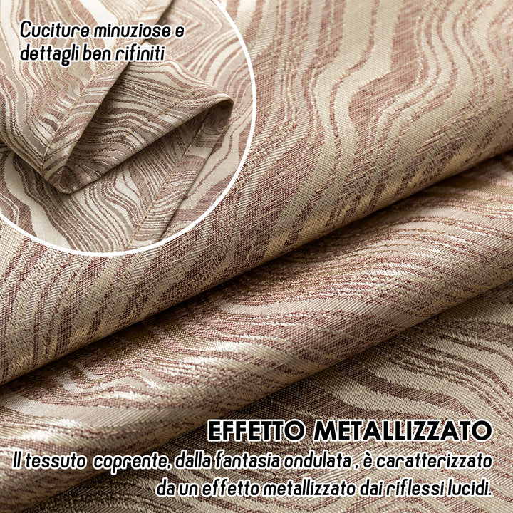 COPPIA TENDE ZANTE SEMI OSCURANTI FANTASIA ONDE 2X70X145CM ORO PALLIDO