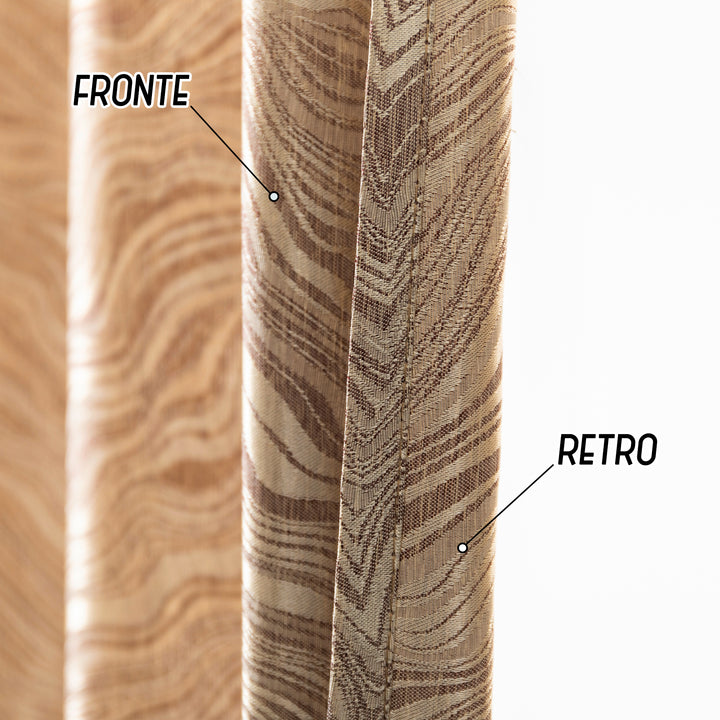 COPPIA TENDE ZANTE SEMI OSCURANTI FANTASIA ONDE 2X70X145CM ORO PALLIDO