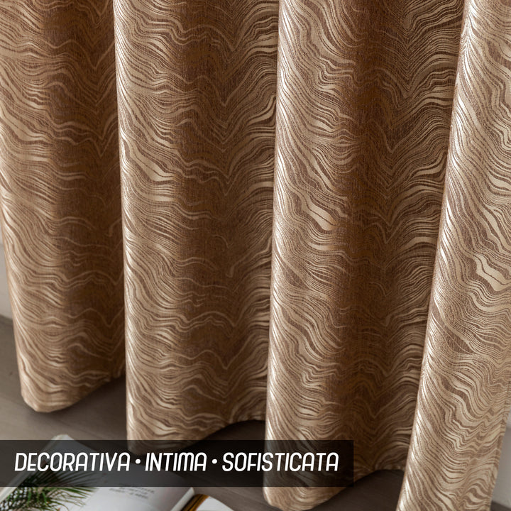 TENDA ZANTE SEMI OSCURANTE FANTASIA ONDE 1 PANNELLO 140X285CM ORO PALLIDO