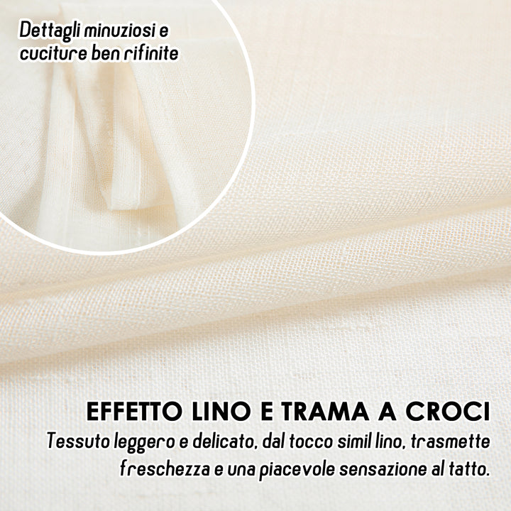 TENDA HAITI FILTRANTE SIMIL LINO TRAMA A CROCI 1 PANNELLO 140X290CM PANNA