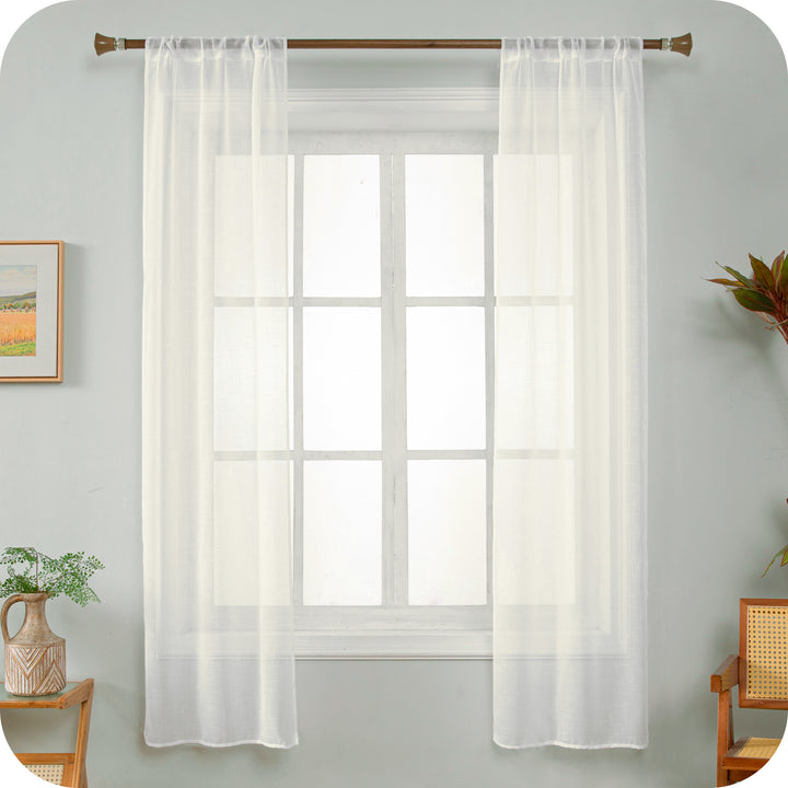 COPPIA TENDE HAITI FILTRANTI SIMIL LINO TRAMA A CROCI 2X70X240CM PANNA