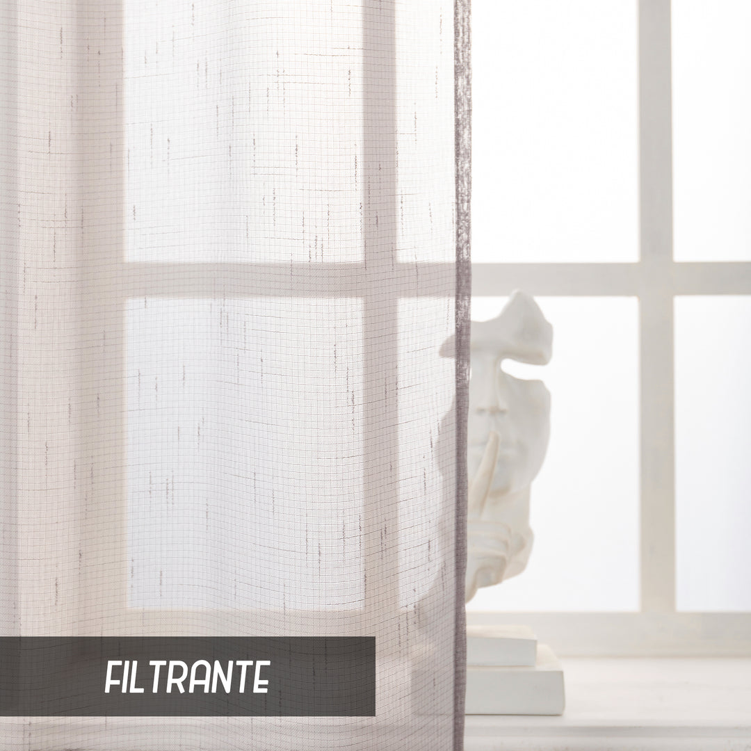 COPPIA TENDE HAITI FILTRANTI SIMIL LINO TRAMA A CROCI 2X70X150CM GRIGIO