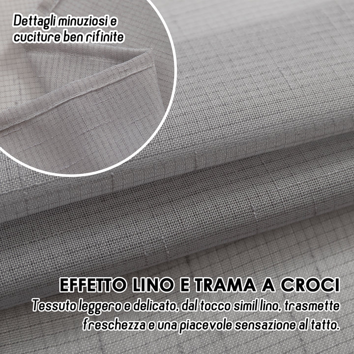 COPPIA TENDE HAITI FILTRANTI SIMIL LINO TRAMA A CROCI 2X70X150CM GRIGIO