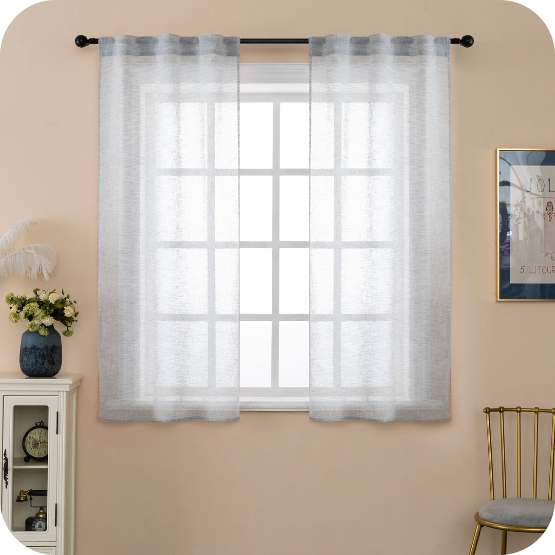 COPPIA TENDE ITACA FILTRANTI SIMIL LINO 2X70X150CM GRIGIO