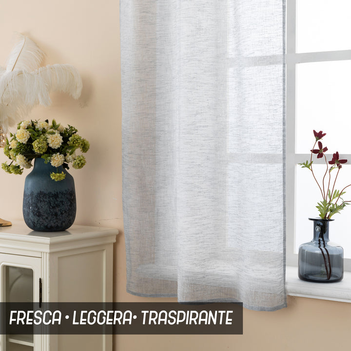 COPPIA TENDE ITACA FILTRANTI SIMIL LINO 2X70X150CM GRIGIO