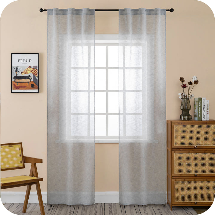 COPPIA TENDE ITACA FILTRANTI SIMIL LINO 2X70X240CM GRIGIO