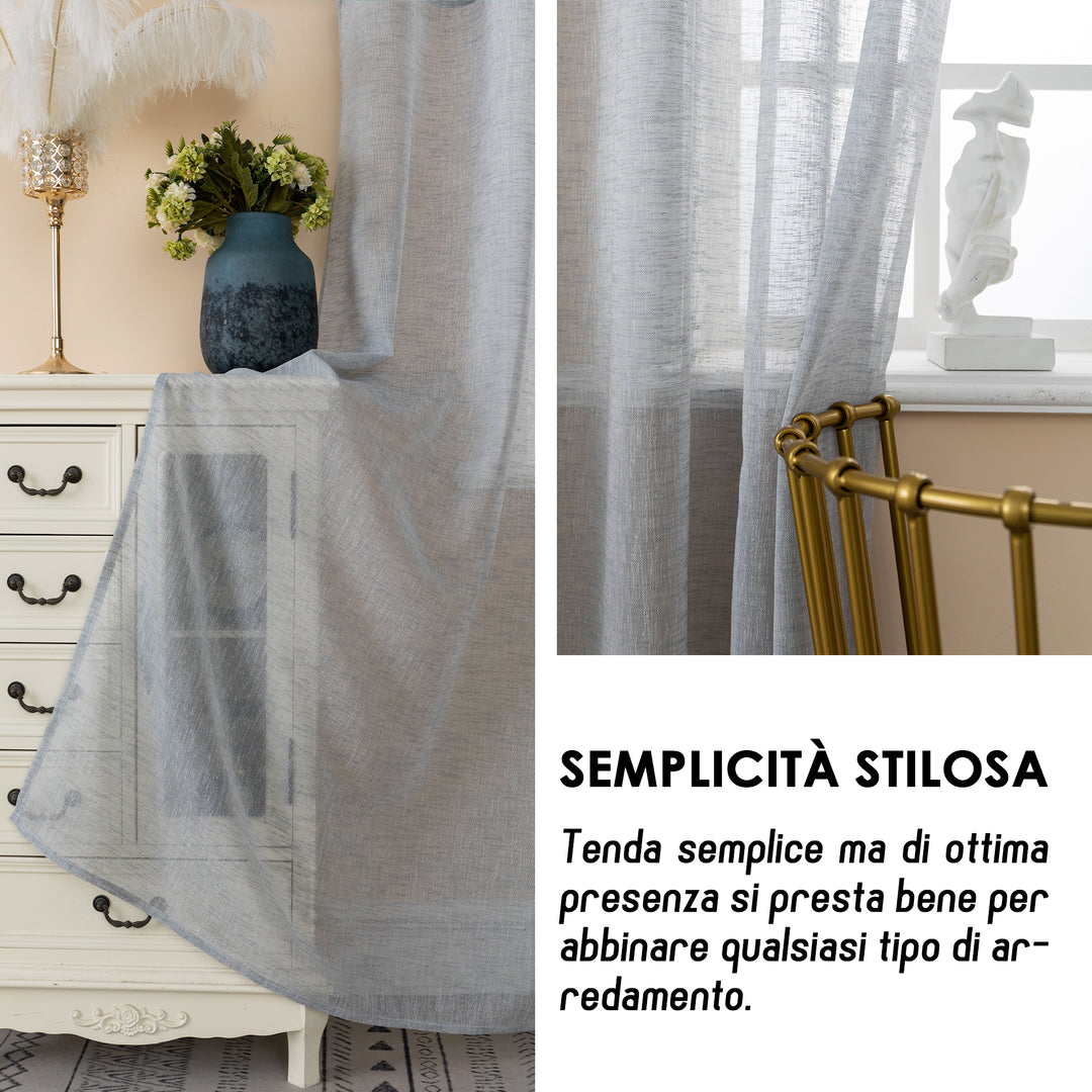 COPPIA TENDE ITACA FILTRANTI SIMIL LINO 2X70X240CM GRIGIO