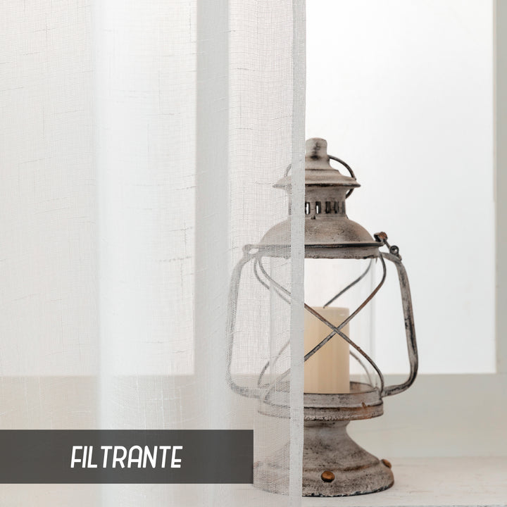 COPPIA TENDE HAITI FILTRANTI SIMIL LINO TRAMA A CROCI 2X70X130CM BIANCO