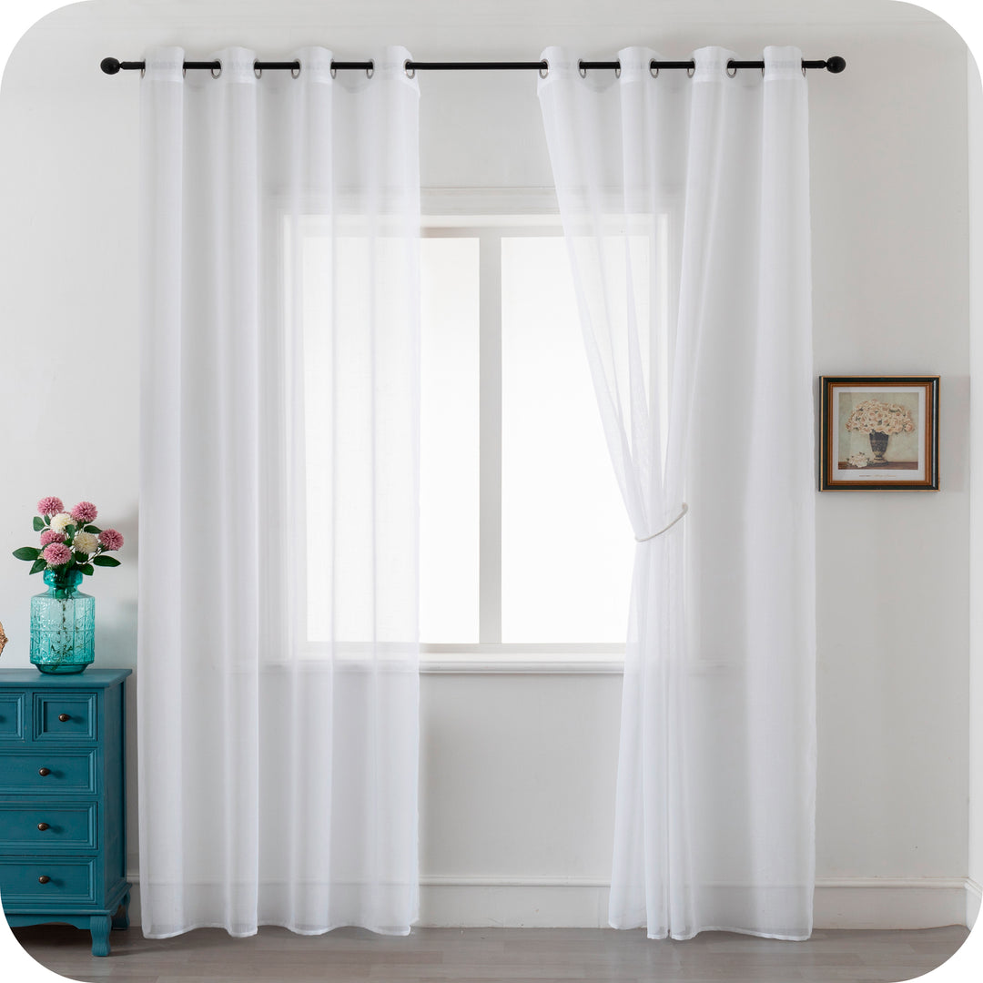 TENDA HAITI FILTRANTE SIMIL LINO TRAMA A CROCI 1 PANNELLO 140X290CM BIANCO