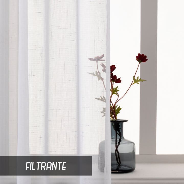 TENDA HAITI FILTRANTE SIMIL LINO TRAMA A CROCI 1 PANNELLO 140X290CM BIANCO