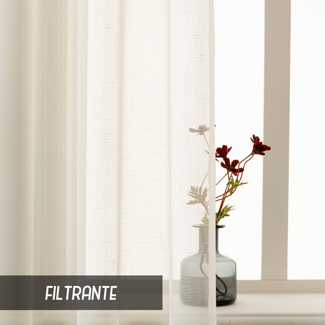 TENDA HAITI FILTRANTE SIMIL LINO TRAMA A CROCI 1 PANNELLO 140X290CM PANNA