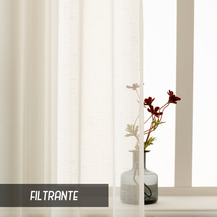 TENDA HAITI FILTRANTE SIMIL LINO TRAMA A CROCI 1 PANNELLO 140X290CM PANNA