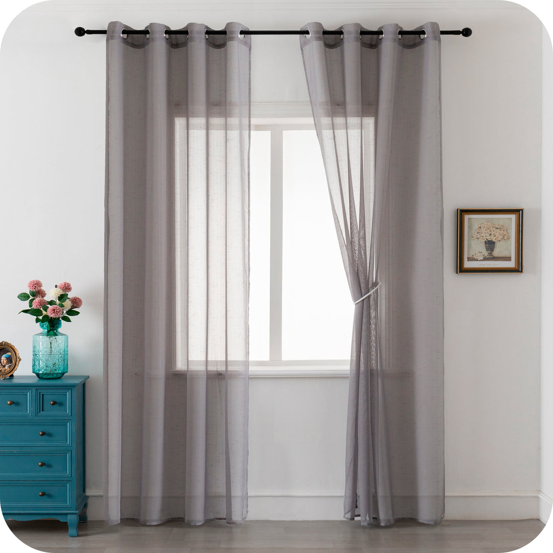 TENDA HAITI FILTRANTE SIMIL LINO TRAMA A CROCI 1 PANNELLO 140X290CM GRIGIO