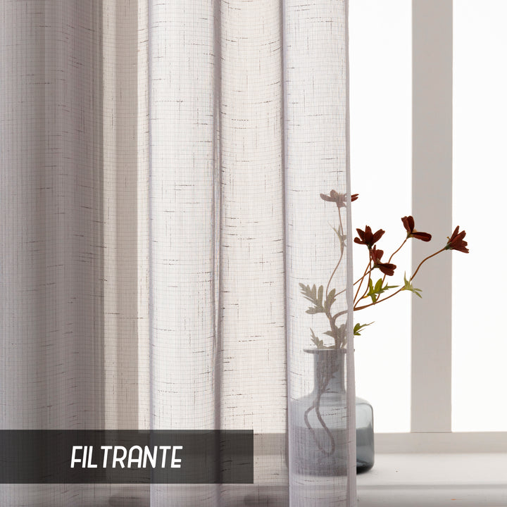 TENDA HAITI FILTRANTE SIMIL LINO TRAMA A CROCI 1 PANNELLO 140X290CM GRIGIO
