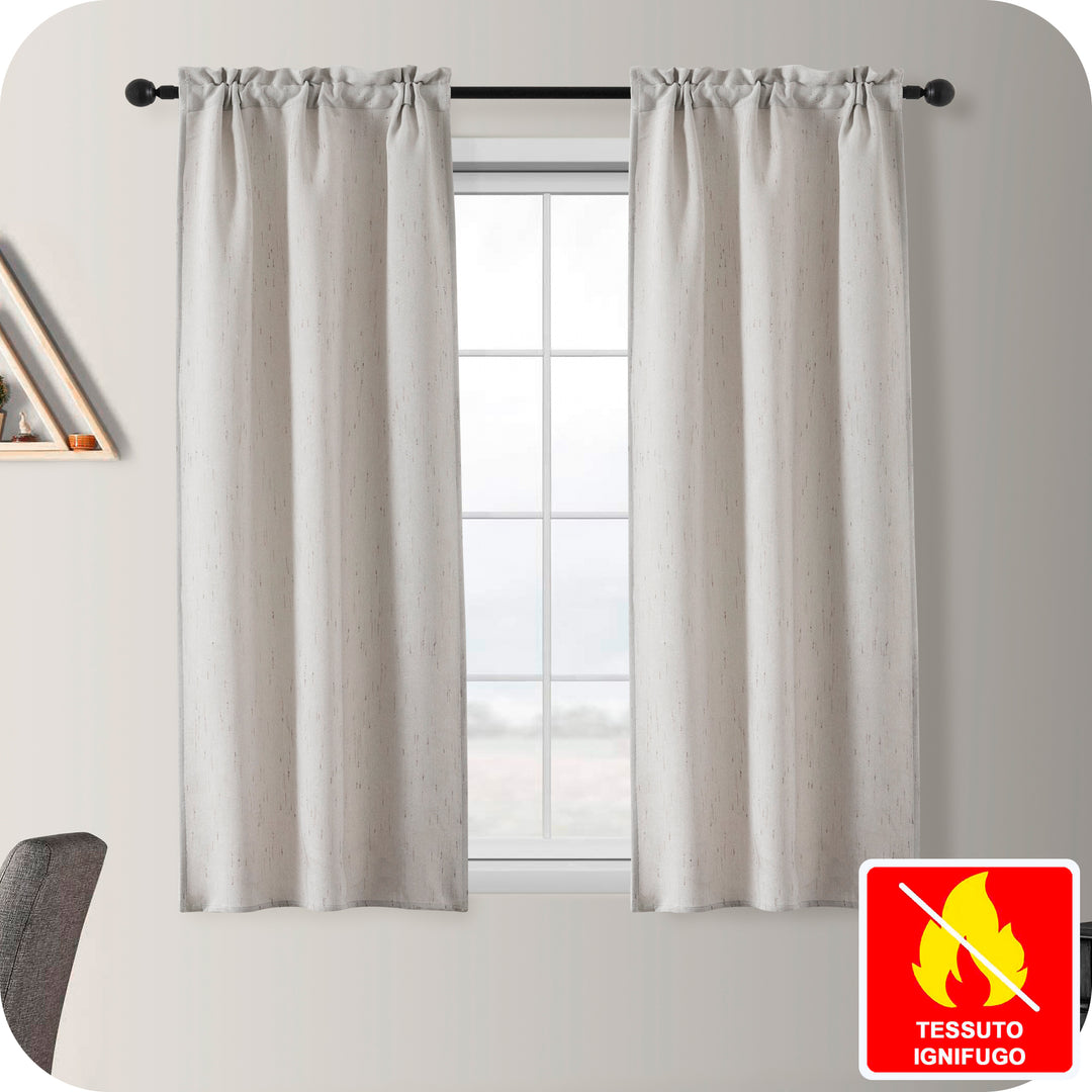 COPPIA TENDE PANTELLERIA IGNIFUGHE SEMI OSCURANTI FANTASIA A TRATTEGGI 2X70X145CM GREIGE