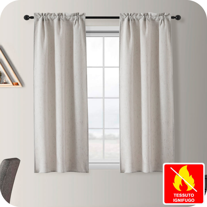 COPPIA TENDE PANTELLERIA IGNIFUGHE SEMI OSCURANTI FANTASIA A TRATTEGGI 2X70X145CM GREIGE