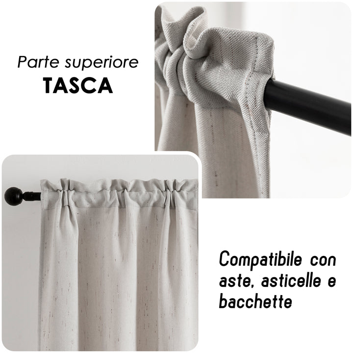 COPPIA TENDE PANTELLERIA IGNIFUGHE SEMI OSCURANTI FANTASIA A TRATTEGGI 2X70X145CM GREIGE